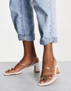 Pull & Bear Clear Heeled Mule Sandals With White Heel