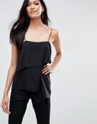 Asos Asymmetric Multi Layer Cami Top - Black