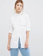 Waven Laure Long Sleeve Luxe Shirt In White - White