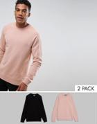 Asos Sweatshirt 2 Pack Black/pink Marl Save - Multi