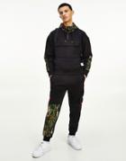 Tommy Jeans Color Block Camo Print Hoodie In Black