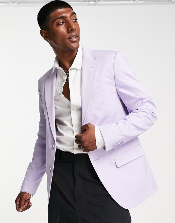 River Island Unlined Suit Jacket In Light Purple