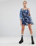 The Ragged Priest Mini Skirt With Ties In Camo Co-ord - Blue
