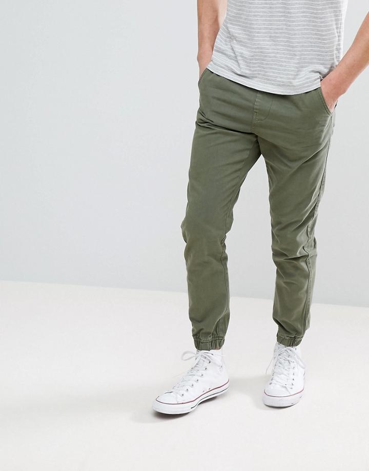 Lindbergh Drop Crotch Pull On Pants In Khaki - Green