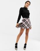 Oasis A-line Skirt In Pink Check - Multi