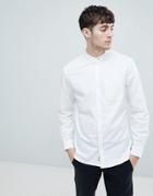 Original Penguin Grandad Collar Oxford Shirt Slim Fit Tonal Logo In White - White