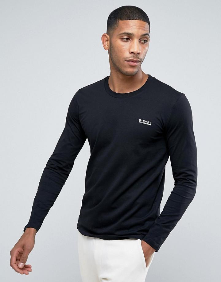 Diesel Long Sleeve Top With Logo In Black - Black