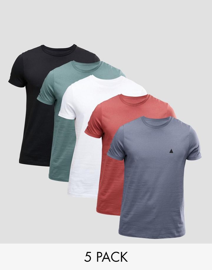 Asos 5 Pack T-shirt With Logo Save 25%