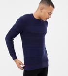Ted Baker Tall Sweater In Chunky Cable Knit With Hem Detail - Navy