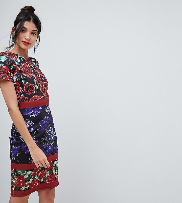 City Goddess Tall Floral Midi Dress - Silver