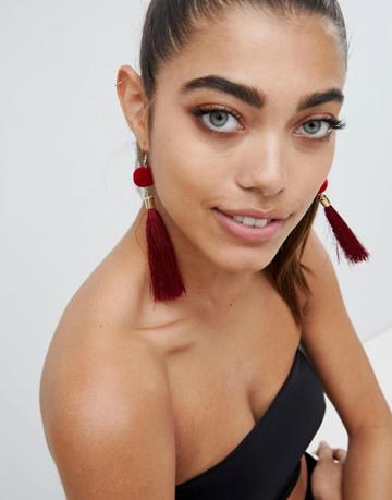 Lasula Statement Tassel Earring - Red