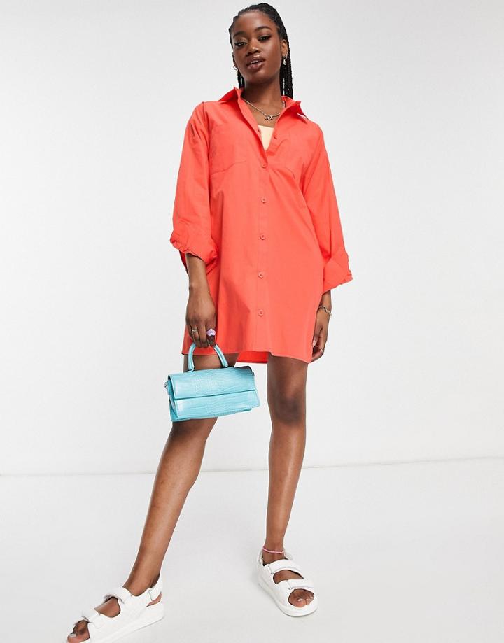 Lola May Shirt Dress In Orange