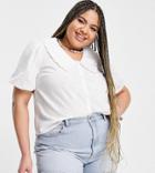 Pieces Curve Prairie Collar Blouse In White