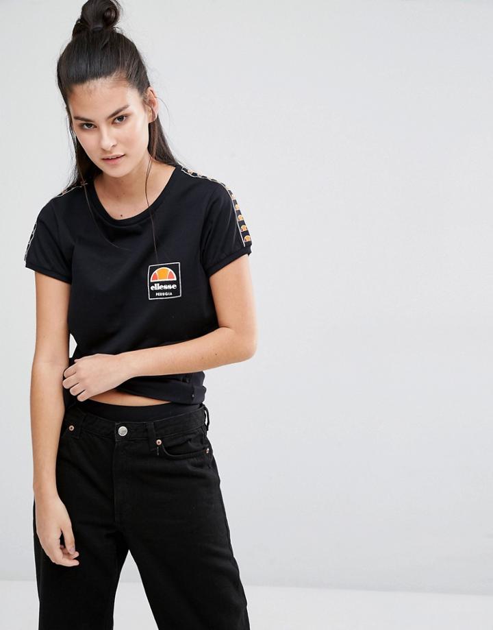 Ellesse Retro Fitted T-shirt With Tape Detail - Black