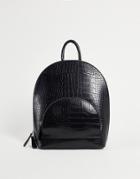 Asos Design Bowler Backpack In Black Croc