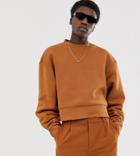 Collusion Cropped Sweatshirt In Tan - Tan