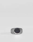 Aetherston Signet Ring With Engraving In Antique Silver - Silver