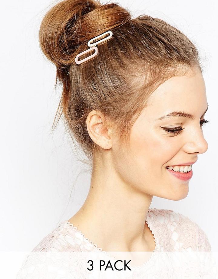 Asos Smooth Rectangle Hair Clips - Multi