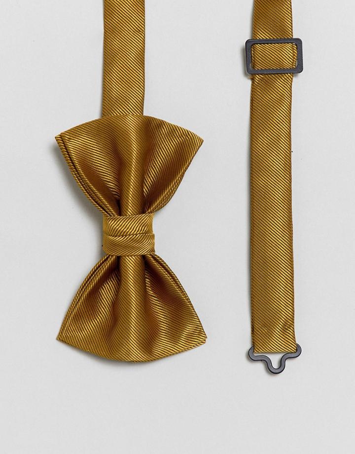 Asos Textured Bow Tie In Mustard - Yellow