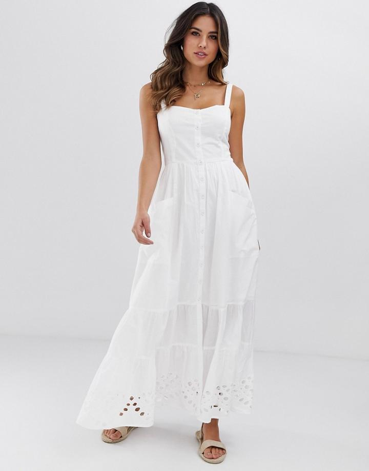French Connection Ancolie Broderie Midi Dress-white
