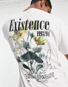 Topman Oversized Tee With Existence Front And Back Print In White