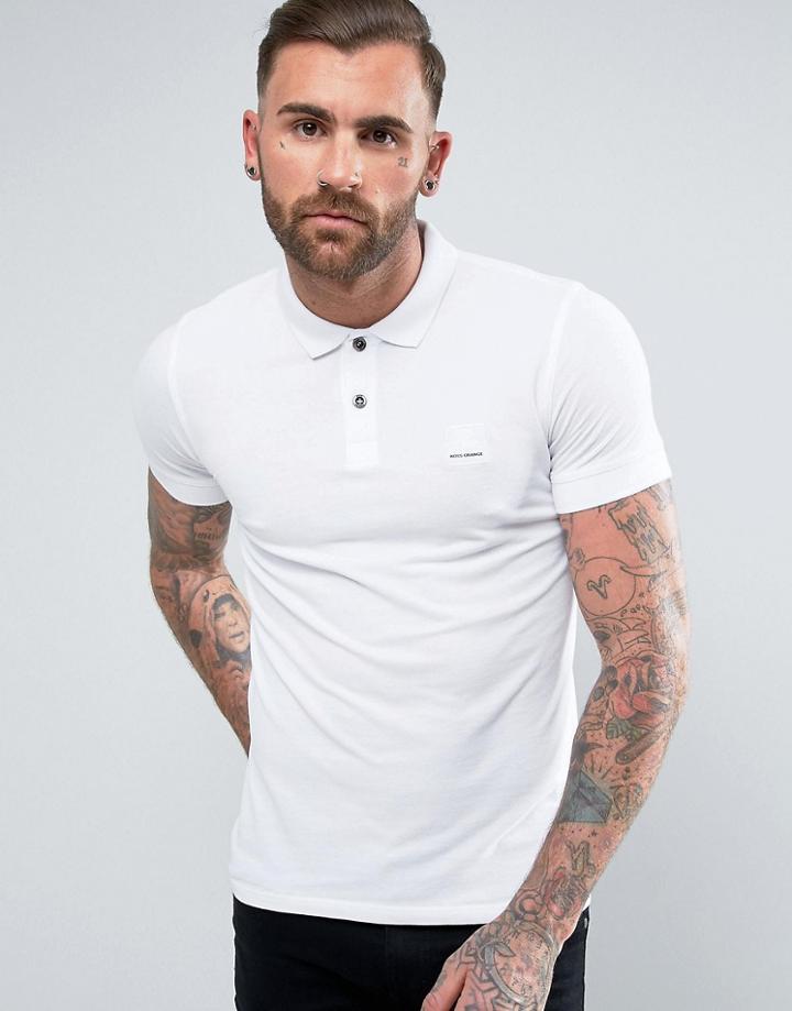 Boss Orange By Hugo Boss Pascha Slim Fit Logo Polo Shirt White - White
