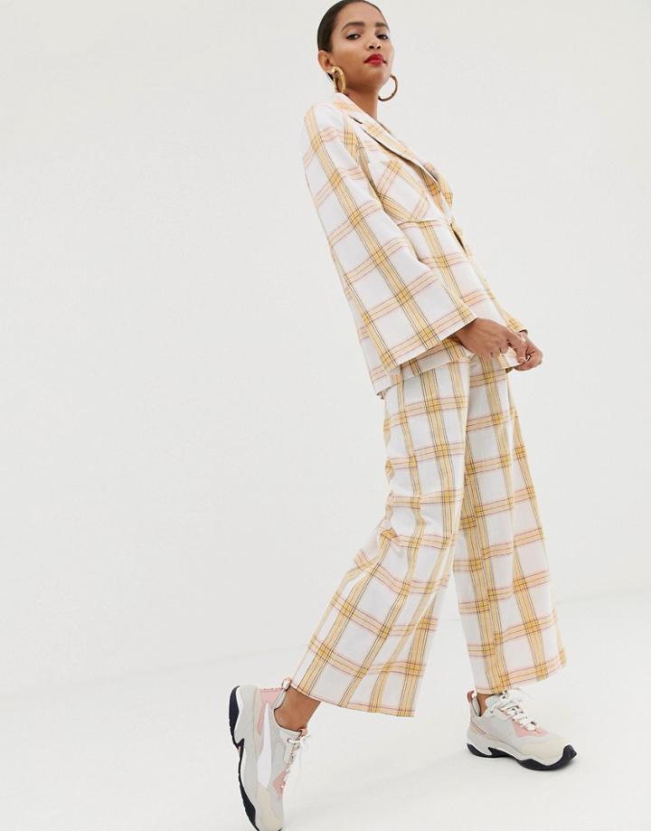 Asos White Check Suit Pants-multi