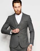 Asos Super Skinny Suit Jacket In Dogstooth - Gray