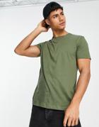 Brave Soul Crew Neck T-shirt In Light Khaki-green