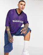 Asos Design Ravens Short Sleeve Mesh T-shirt In Purple