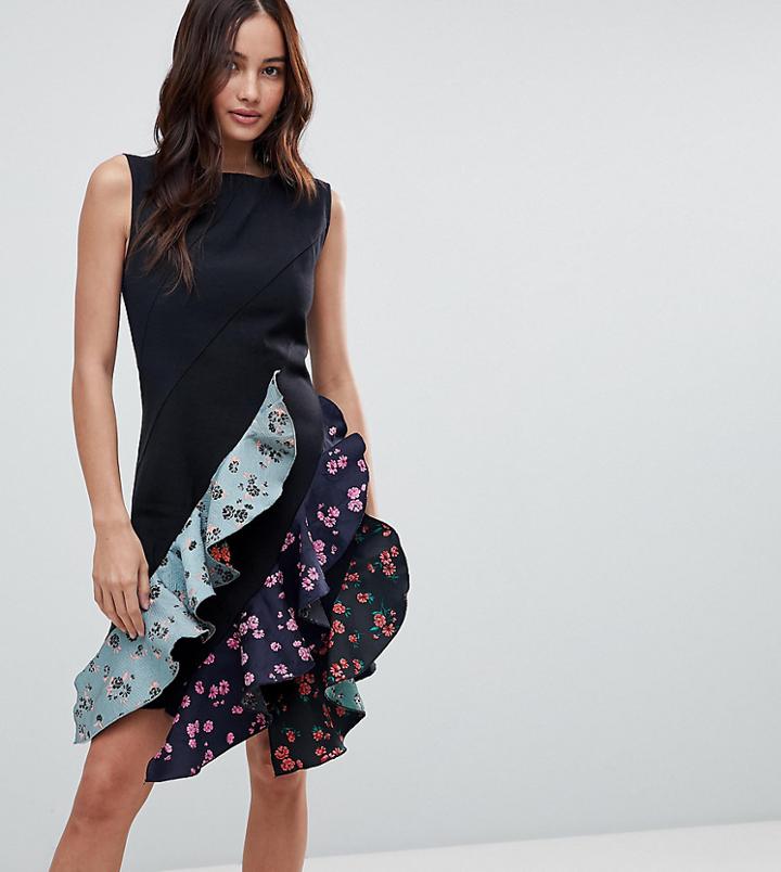 Boohoo Contrast Ruffle Dress - Black