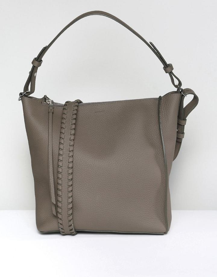 Allsaints Slouchy Leather Cross Body Bag - Gray