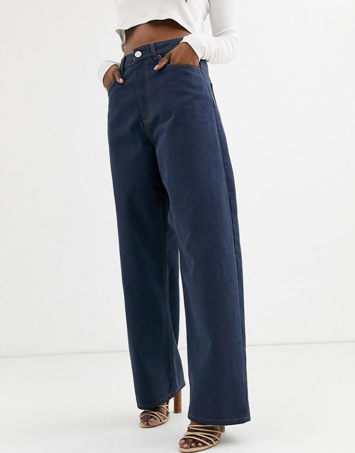 Asos Design High Rise 'relaxed' Dad Jeans In Smokey Blue Wash