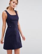 Oasis Pinafore Tab Dress - Navy