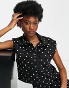 Asos Design Quilted Boxy Vest In Mono Spot Print - Part Of A Set-multi