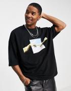 Asos Design T-shirt With Michelangelo Print In Black