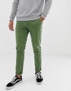 Asos Design Skinny Chinos In Washed Green - Green