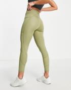 Cotton: On Active Coordinating Leggings With Pocket In Khaki-green