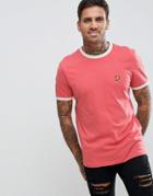 Lyle & Scott Crew Neck Ringer T-shirt In Pale Pink - Pink
