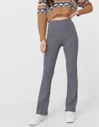 Stradivarius Ribbed Flare Pant In Gray-black