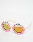 Rad + Refined Good Vibes Round Sunglasses With Mirror Lense - Pink Multi