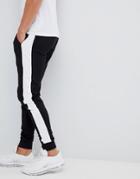 Asos Design Skinny Joggers With Side Stripe - Black