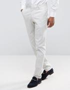 New Look Slim Fit Suit Pants With Crosshatch Detail In Off White - Gray
