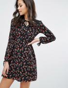 Miss Selfridge Floral Cut Out Neck Tea Dress - Multi