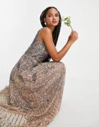 Beauut Bridesmaid Premium Embellished Maxi Dress In Mink-pink