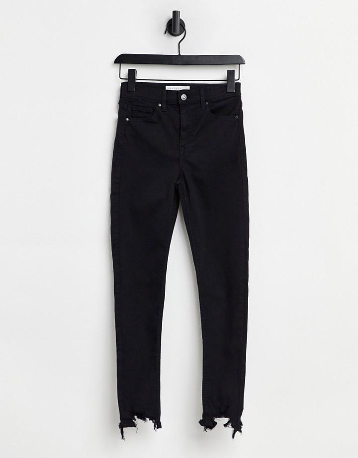 Topshop Jamie Jagged Hem Skinny Jeans In Black