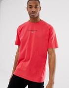 Good For Nothing Oversized T-shirt In Red With Chest Logo - White