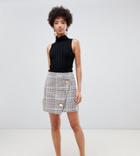 River Island A-line Mini Skirt With Wrap Front In Check - Multi