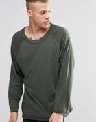 Weekday Goliath Crew Sweatshirt Raw Hem - Green