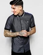 Fred Perry Shirt With Knit Collar Short Sleeves - Black